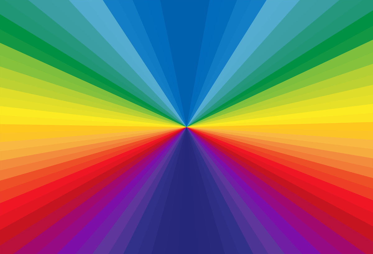 Rainbow illustration with all colours coming out from the centre to the edges