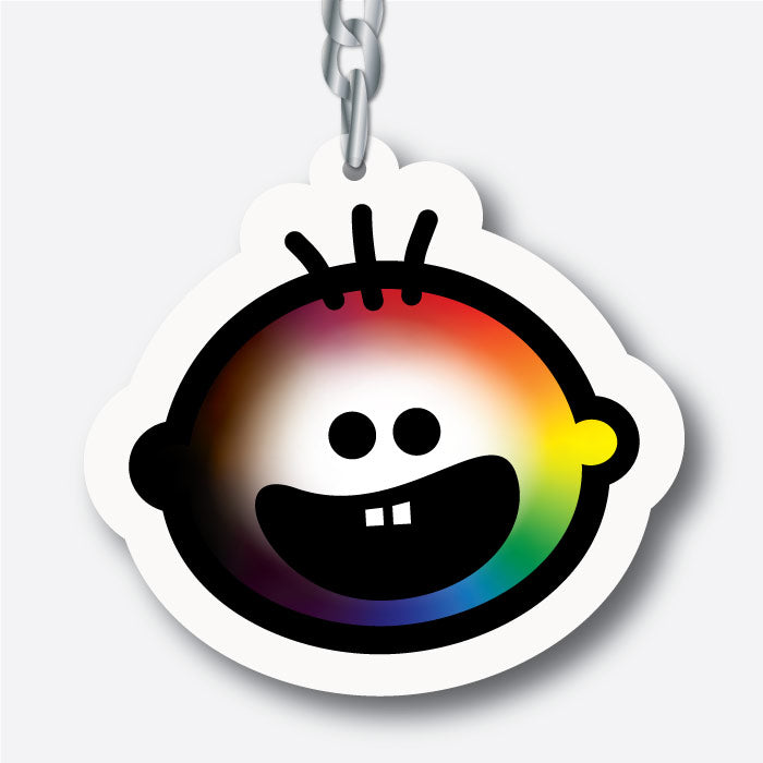 Illustration of our iconic Cheeky Pebble face in all colours of the rainbow to illustrate that no matter your skin colour, preference or orientation, there is LOVE for ALL!