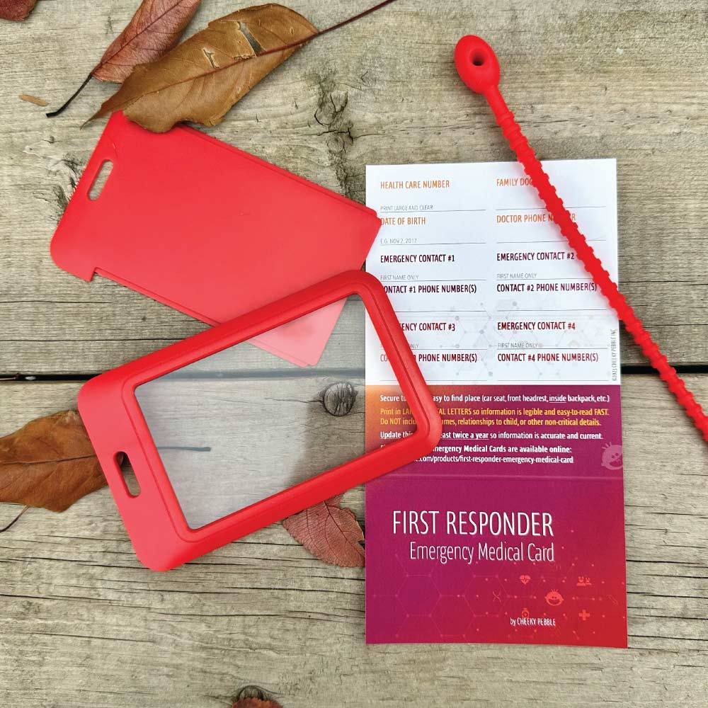 First Responder Emergency Medical Cards are designed to help when caregivers are unable to assist their child (or other vulnerable individuals) because they are unavailable, or unconscious / uncommunicative due to an accident. Only available form Cheeky Pebble