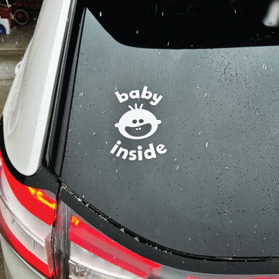 'Baby Inside' Cheeky Pebble Decal Set for vehicles