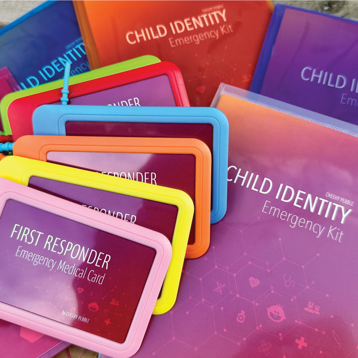 Photo of First Responder Emergency Cards and Child Identity Kits both by Cheeky Pebble