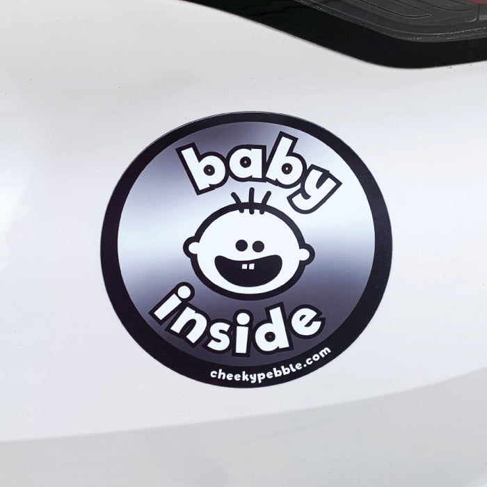 'Baby Inside' Cheeky Pebble Magnet for Vehicles