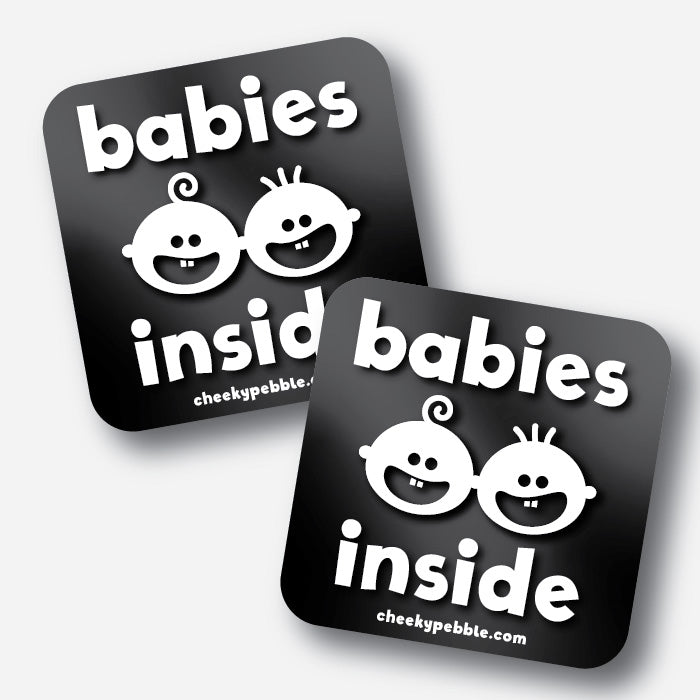 Decal sets come with two side stickers (Babies Inside as shown) as well as the large back decal so drivers on three sides of your vehicle are alerted.
